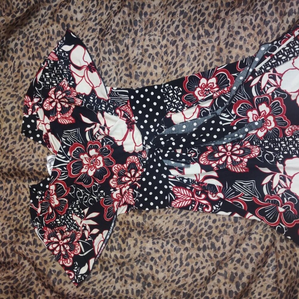 Y2k Midi Mixed Print Polka Dot Dress !! - Picture 7 of 7